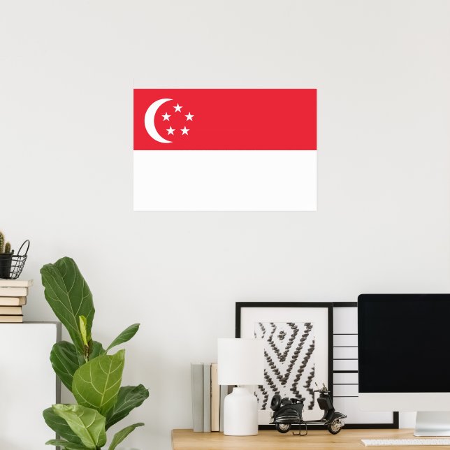 Póster Bandera de Singapur (Oficina en casa)