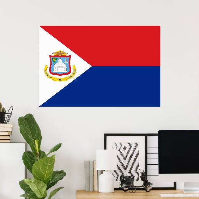 Póster Bandera de Sint Maarten (Oficina en casa)