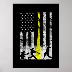 Póster Bandera De Softbol Con Jugadores De Softbol