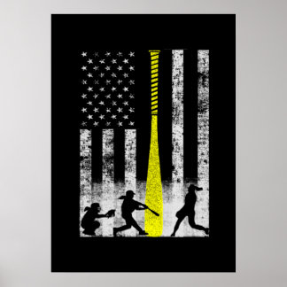 Póster Bandera De Softbol Con Jugadores De Softbol