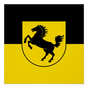 Póster bandera de Stuttgart ciudad alemania símbolo emble