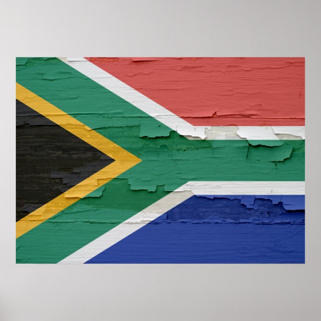 Póster Bandera de Sudáfrica Weathered (Frente)