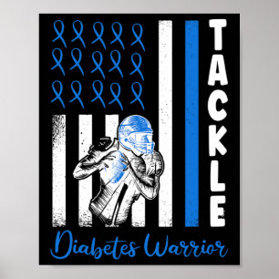 Póster Bandera De Tackers Usa Diabetes Azules Diabéticos 