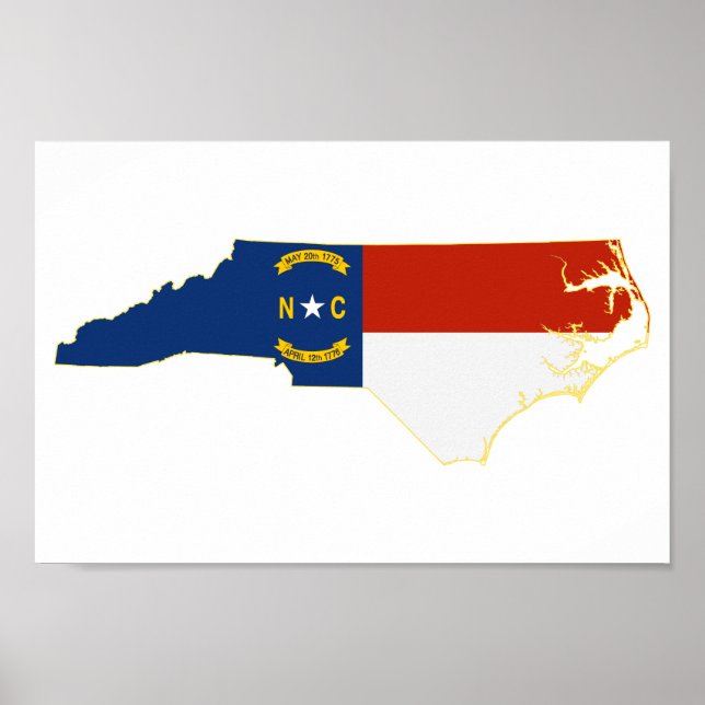 Póster Bandera de talón caroliniano en forma de Carolina  (Frente)