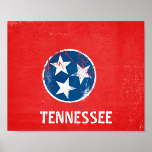 Póster Bandera de Tennessee con problemas