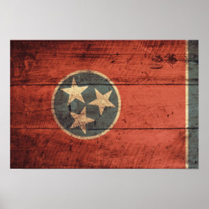 Póster Bandera de Tennessee de Madera Vieja;