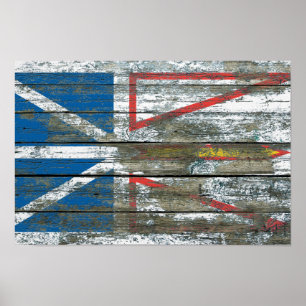 Póster Bandera de Terranova en efecto de tablas de madera