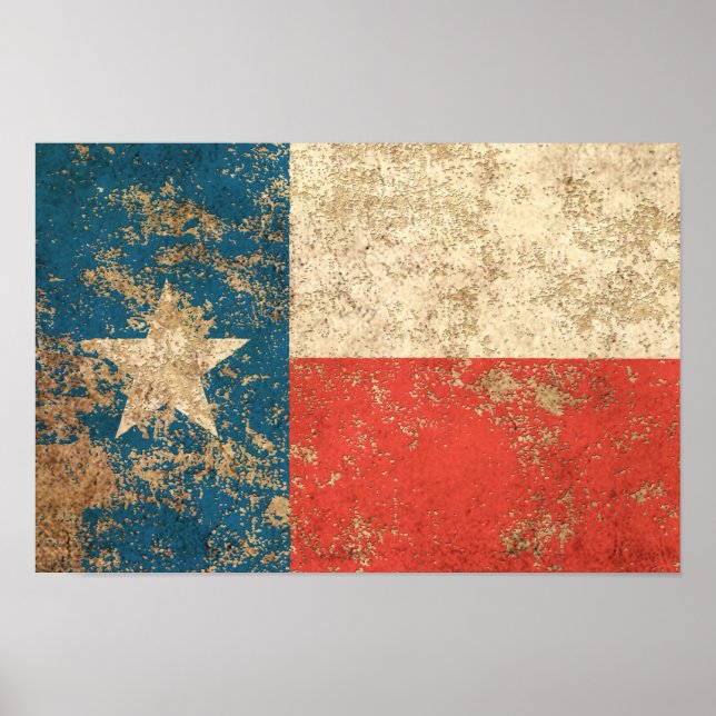 Póster Bandera de Texas de edad avanzada dura (Frente)