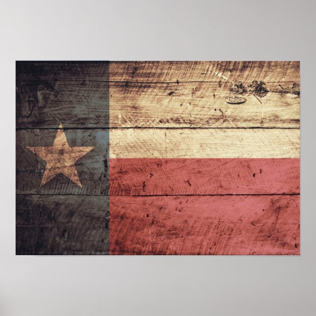 Póster Bandera de Texas de madera vieja (Frente)