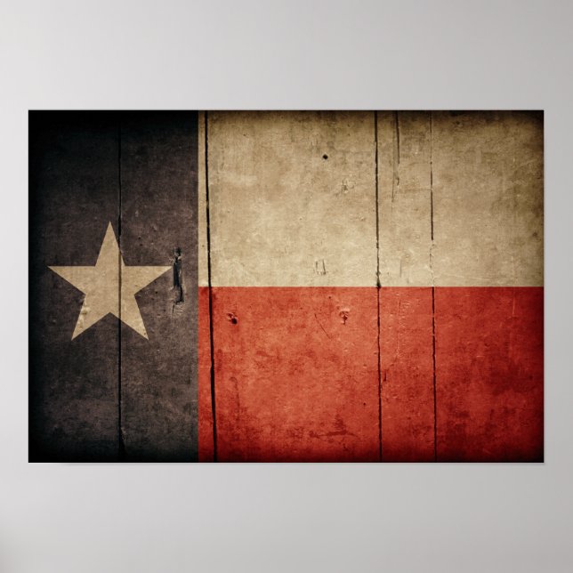 Póster Bandera de Texas Rugged Wood (Frente)