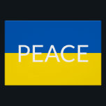 Póster Bandera de texto azul personalizado de la paz en U<br><div class="desc">Firma del poster de bandera de texto azul personalizado de la paz en Ucrania</div>