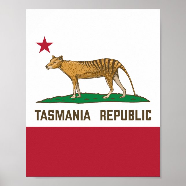Póster Bandera de tilacino de la República de Tasmania Ti (Frente)