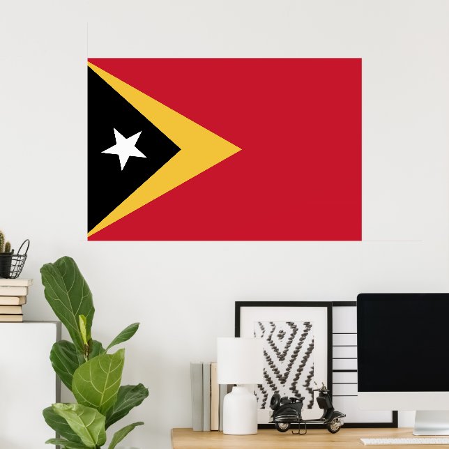 Póster Bandera de Timor Oriental (Oficina en casa)