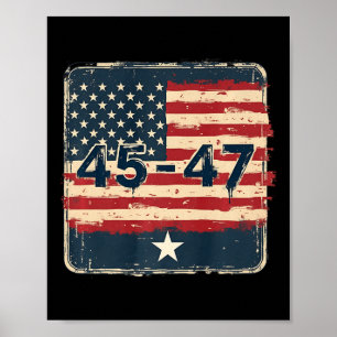 Póster Bandera De Trump Vintage De Estados Unidos