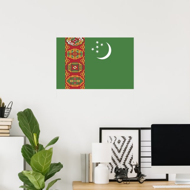 Póster Bandera de Turkmenistán (Oficina en casa)