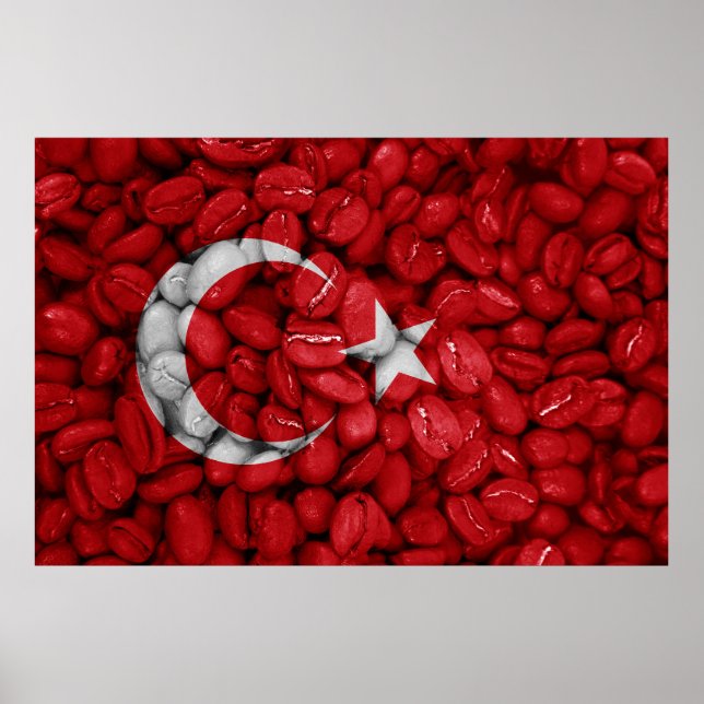 Póster Bandera de Turquía con café (Frente)