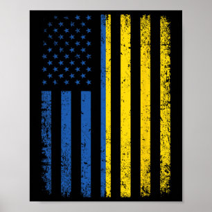Póster Bandera de Ucrania 4 de julio Usa bandera ucranian