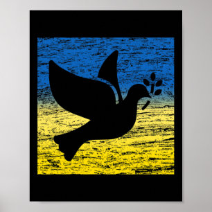 Póster Bandera de Ucrania Amarillo Azul Paloma Paz Ucrani