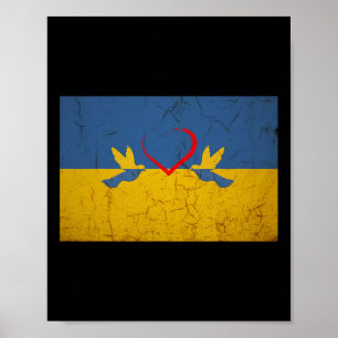 Póster Bandera de Ucrania con corazón