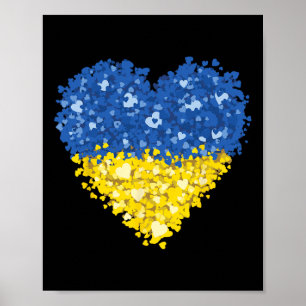 Póster Bandera de Ucrania Corazón Abstracto Hombres Mujer