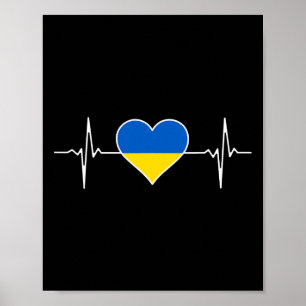 Póster Bandera de Ucrania Corazón Raíces Vacaciones Ucran