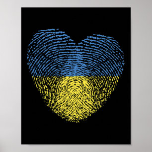 Póster Bandera de Ucrania Corazón Ucraniano ADN