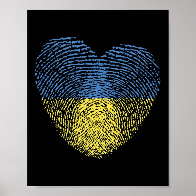 Póster Bandera de Ucrania Corazón Ucraniano ADN  (Frente)