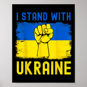 Póster Bandera de Ucrania de apoyo Me mantengo con Ucrani