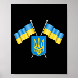 Póster Bandera de Ucrania Emblema Escudo de Armas Emblema