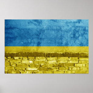 Póster Bandera de Ucrania en la pared