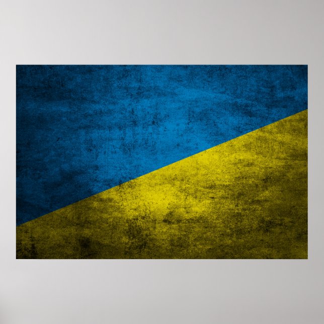 Póster Bandera de Ucrania en la pared (Frente)