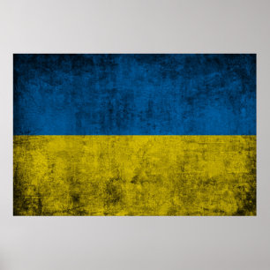 Póster Bandera de Ucrania en la pared