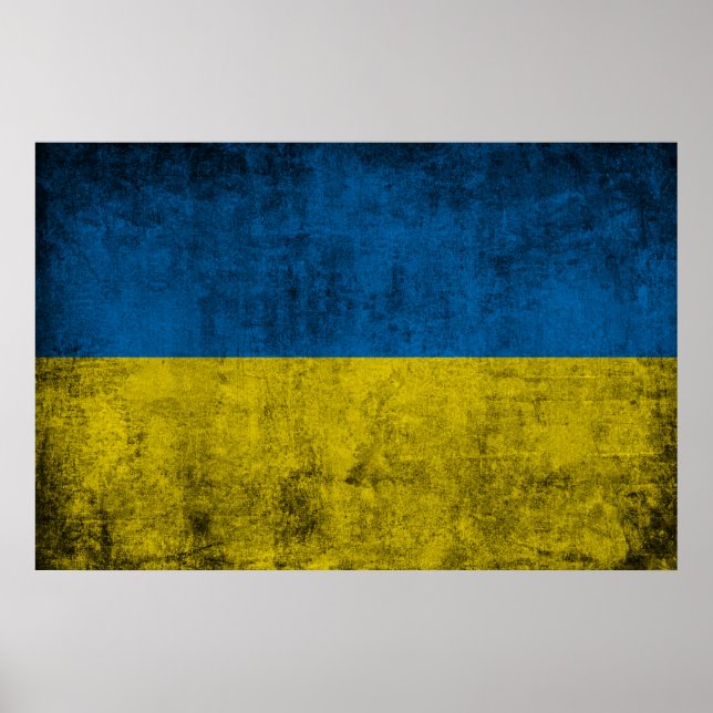 Póster Bandera de Ucrania en la pared (Frente)
