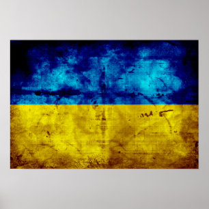 Póster Bandera de Ucrania erosionada