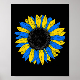 Póster Bandera de Ucrania Girasol Bandera ucraniana Vinta