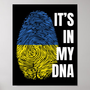 Póster Bandera de Ucrania Huella dactilar ADN Ucrania