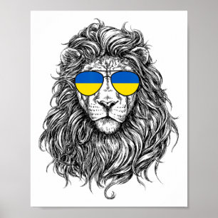 Póster Bandera de Ucrania León Gafas de sol Ucrania Regal