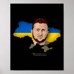 Póster Bandera de Ucrania Mapa Zelensky Presidente de Ucr
