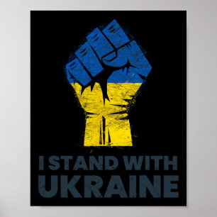 Póster Bandera de Ucrania - Me mantengo con la bandera de