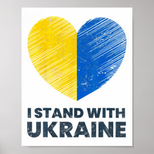 Póster Bandera de Ucrania - Me mantengo con la bandera de