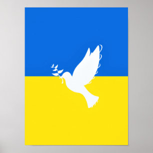 Póster Bandera de Ucrania - Paloma de la Paz - Libertad -