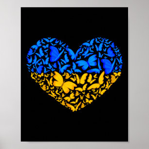 Póster Bandera de Ucrania Paz Ucrania Bandera Mariposa Co