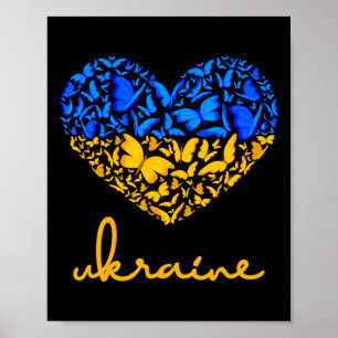 Póster Bandera de Ucrania Paz Ucrania Bandera Mariposa Co