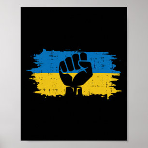 Póster Bandera de Ucrania Puño Resistencia Ucraniana Prot