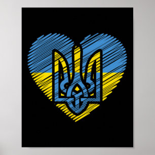 Póster Bandera de Ucrania Ukrajina Corazón de Paz Ucrania