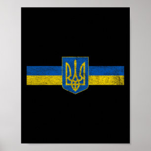 Póster Bandera de Ucrania y escudo de armas Odessa Kiev 1