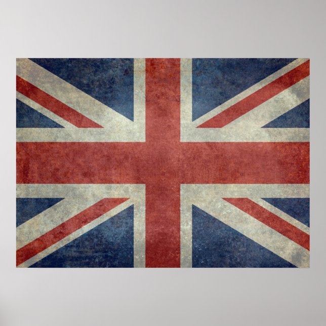 Póster Bandera de Union Jack del Reino Unido - Retro de é (Frente)