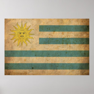 Póster Bandera de Uruguay del vintage