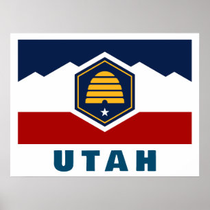 Póster Bandera de Utah (Bandera de colmena)