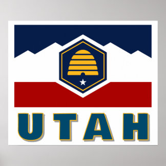 Póster Bandera de Utah (Bandera de la Colmena)